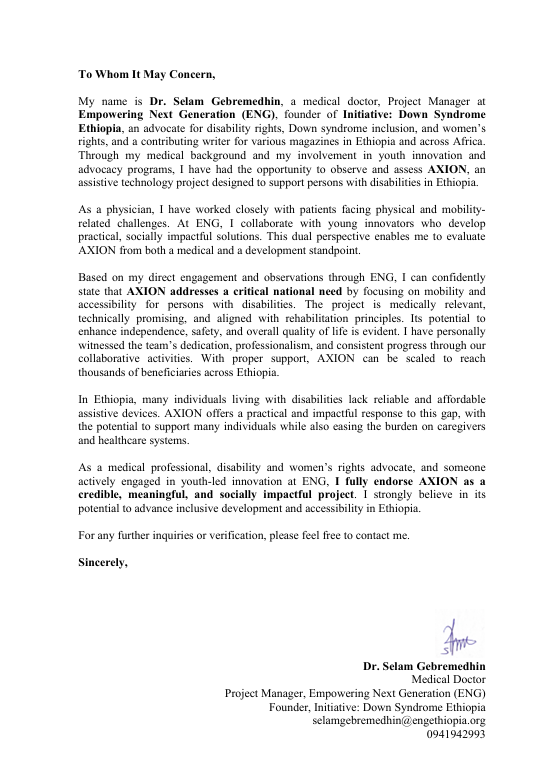 Dr. Selam Medical Certificate